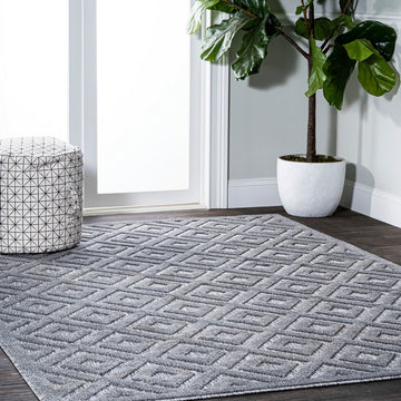 Portmany Neutral Diamond Trellis Indoor/outdoor Area Rug